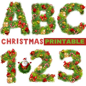 Preview of CHRISTMAS Printable Letters A-Z and Numbers 0-9