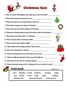 CHRISTMAS QUIZ - MATCH DEFINITIONS (Questions) WITH XMAS WORDS by Agamat