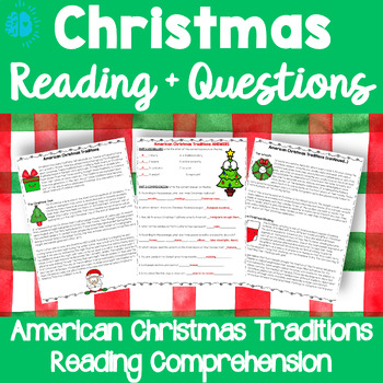 Preview of CHRISTMAS READING COMPREHENSION PASSAGE | American Christmas Traditions