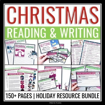 Preview of Christmas Reading and Writing Bundle: Holiday Activities, Assignments, Slides