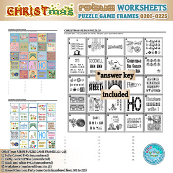 Preview of CHRISTMAS Rebus Puzzle Game Frames 201–225 Worksheets