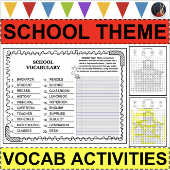 Preview of SCHOOL THEMED VOCABULARY ACTIVITIES