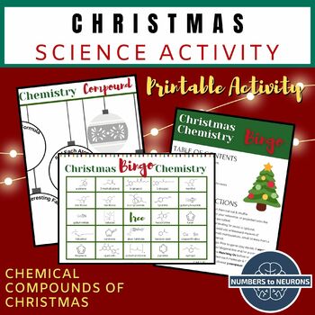 Preview of Christmas Bingo Game for Middle School with Holiday Chemistry Theme