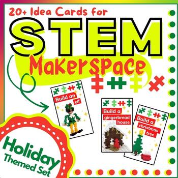 Preview of HOLIDAY SPECIAL Plus Plus Blocks STEM BIN Challenge Cards for Maker Space