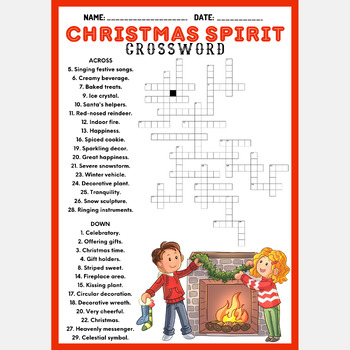 CHRISTMAS SPIRIT crossword puzzle worksheet activity by Mind Games Studio