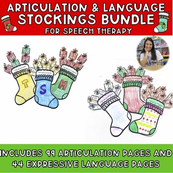 Preview of CHRISTMAS STOCKINGS BUNDLE: Articulation and Language Craft for Speech Therapy