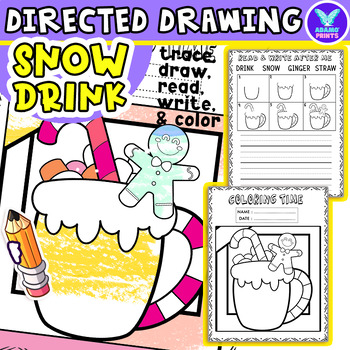 Preview of CHRISTMAS SWEET Snow Drink Directed Drawing Writing, Reading, Tracing & Coloring