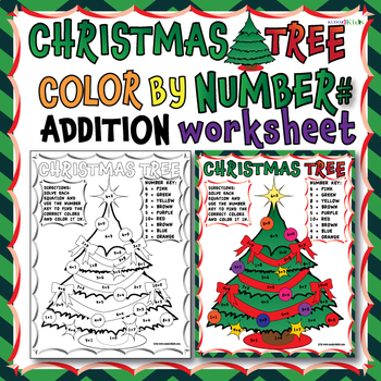 Preview of Christmas Tree Color by Number Coloring Page