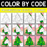 CHRISTMAS TREE Color by Code Progression Digital Clip Art