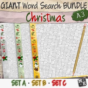 Preview of CHRISTMAS VOCABULARY BUNDLE MEGA GIANT Word Search Puzzle Poster Worksheets