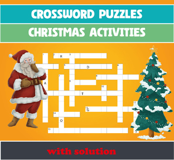 Preview of GAINT CHRISTMAS VOCABULARY Crossword Puzzle Worksheet Activity With Solution