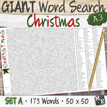 Preview of CHRISTMAS VOCABULARY GIANT Holiday Word Search Puzzle Poster Worksheets Set A