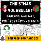 CHRISTMAS VOCABULARY Flashcards Word Wall Mystery Picture 
