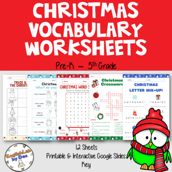 Preview of CHRISTMAS VOCABULARY WORKSHEETS / ACTIVITIES - PRINTABLE & DIGITAL