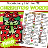 CHRISTMAS Vocabulary List 32 Words and Pictures FREE