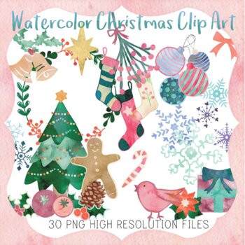 Preview of CHRISTMAS WATERCOLOR Clip Art