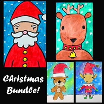 Preview of CHRISTMAS & WINTER BUNDLE | 4 EASY Drawing & Painting Video Art Projects