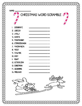 CHRISTMAS WORD SCRAMBLE by Sukhi Dhillon | Teachers Pay Teachers