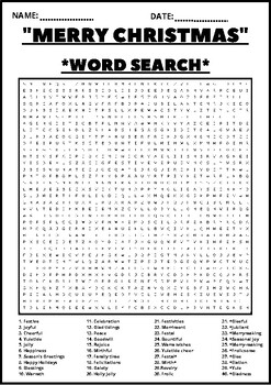 Preview of CHRISTMAS WORD SEARCH Puzzle Middle School Fun Activity Vocabulary Worksheet