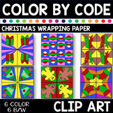 CHRISTMAS WRAPPING PAPER DESIGNS Color by Number or Code Clip Art