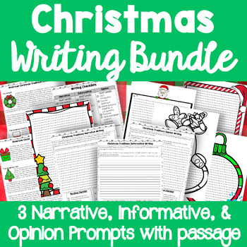 Preview of CHRISTMAS WRITING PROMPTS | Winter Bulletin Board Narrative Informative Opinion