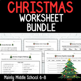 CHRISTMAS ELA Worksheet Bundle (5 worksheets)