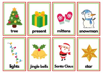 CHRISTMAS vocabulary flashcards by ENGLISH DROPS BY TEACHER CLAUDIA