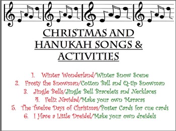 Preview of CHRISTMAS/HANUKAH/WINTER SONGS AND ACTIVITIES