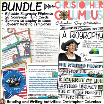 Christopher Columbus Columbus Day Bundle Biography Scavenger Hunt Banner