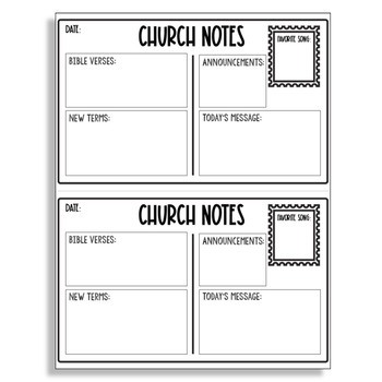 CHURCH NOTE PAGES In 3 Formats Half Pages by The Lilac Schoolhouse
