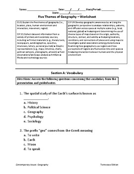 Ci 01 Five Themes Of Geography Worksheet By Mason Hoffman Tpt