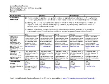 Preview of CI Teachers' Sample 5 Day lesson plan template