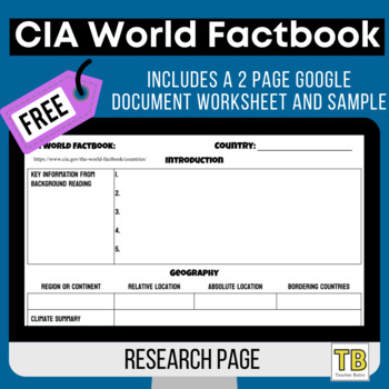 Preview of CIA World Factbook Research Page
