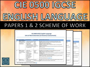 Preview of CIE 0500 IGCSE English Language Papers 1 and 2: Scheme of Work