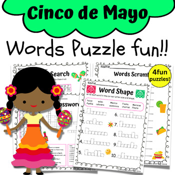 Preview of CINCO DE MAYO 4 Different Words Puzzle Fun Activity / Morning Activity /Centers