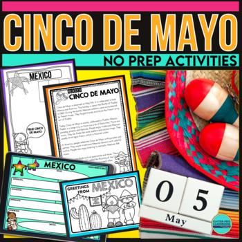 Preview of CINCO DE MAYO Activities Craft Reading Comprehension Passage Activity Recipe
