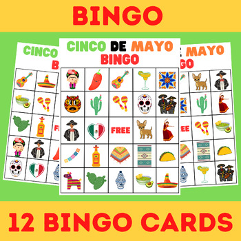 CINCO DE MAYO BINGO Game Activity 12 Different Bingo Cards by Smart ...