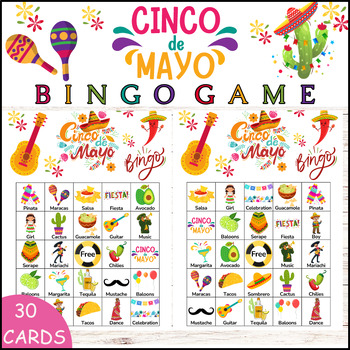 CINCO DE MAYO Bingo Game |30 Printable Mexican Party, Fiesta BINGO Cards