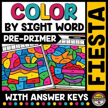 Preview of CINCO DE MAYO COLORING PAGES COLOR BY SIGHT WORD WORKSHEETS KINDERGARTEN SHEETS