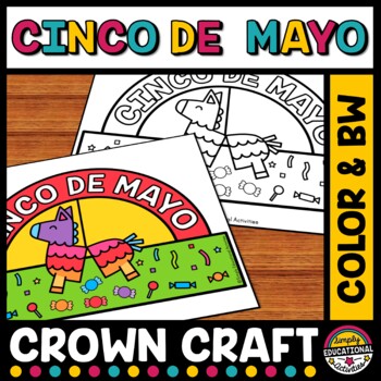 Preview of CINCO DE MAYO CRAFT MAY ACTIVITY KINDERGARTEN 1ST GRADE COLORING CROWN PAGE PREK
