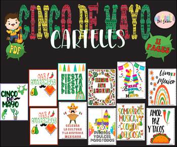 Preview of CINCO DE MAYO Carteles| CINCO DE MAYO Bulletin Boards posters| decor para clase
