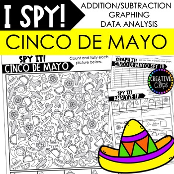 Preview of CINCO DE MAYO I SPY Count and Color, Math and Graphing Activities