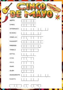 Preview of CINCO DE MAYO Word scramble puzzle worksheet activity