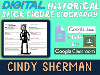 Preview of CINDY SHERMAN Digital Historical Stick Figure Biography (MINI BIOS)
