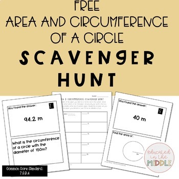 Preview of Free Area & Circumference of Circles Scavenger Hunt