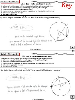 Circles Central Inscribed Angles Arcs Hs Geometry Curriculum Tasks Unit 26