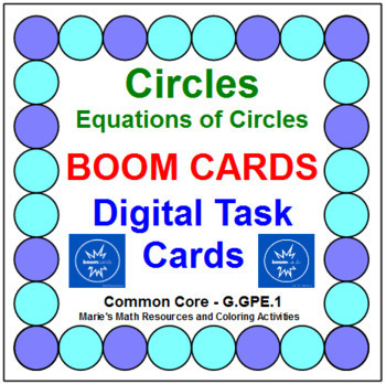Preview of CIRCLES - EQUATIONS OF CIRCLES: "DIGITAL" BOOM CARDS (20 TASK CARDS)