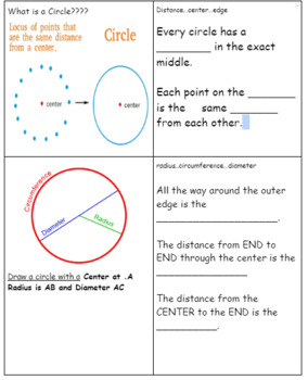 Preview of CIRCLES: Parts, Area, and Circumference (NOTES & PRACTICE)