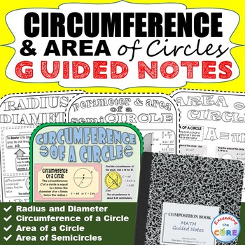 Preview of CIRCUMFERENCE & AREA of CIRCLES Doodle Math - Interactive Notebooks Guided Notes