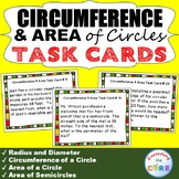 CIRCUMFERENCE and AREA of CIRCLES Word Problems - Task Car